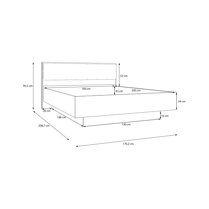 Łóżko z pojemnikiem 160x200 BLQL6161B Meble Forte