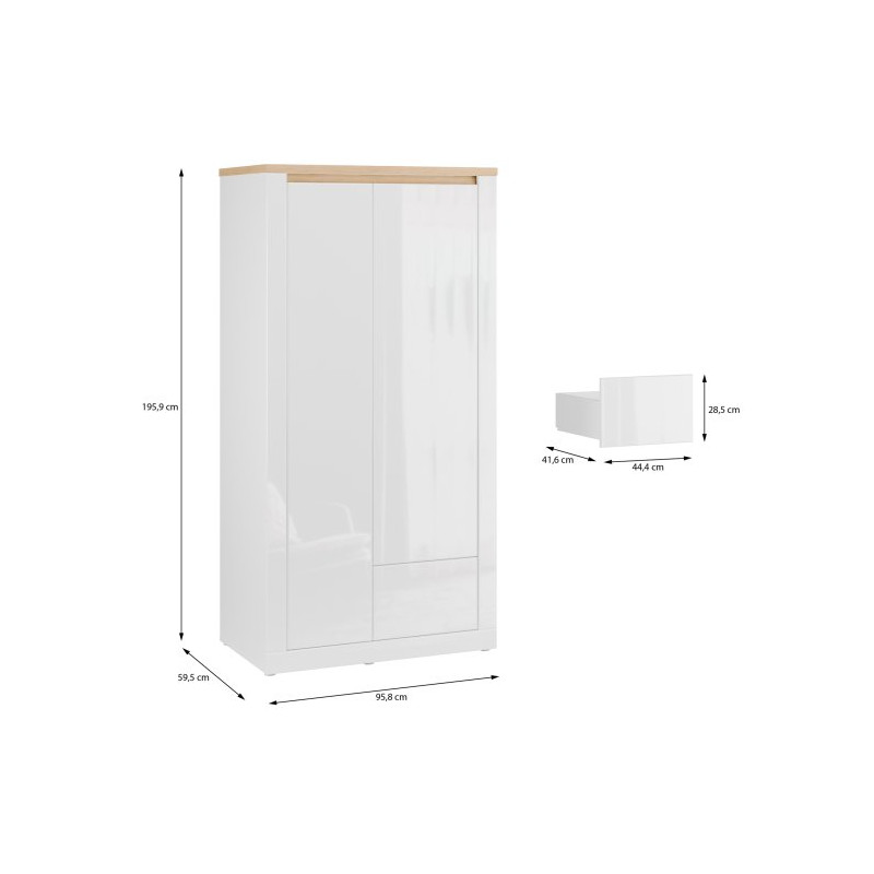 Szafa Duraoak DUKS822LB – z oświetleniem LED i połyskiem
