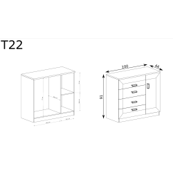 Komoda 100cm Tadeusz T22 dąb lefkas - domowanie.pl