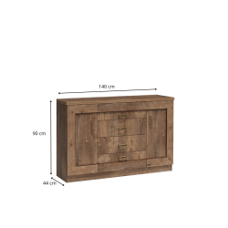 Komoda 140cm Tadeusz T6 dąb lefkas - domowanie.pl