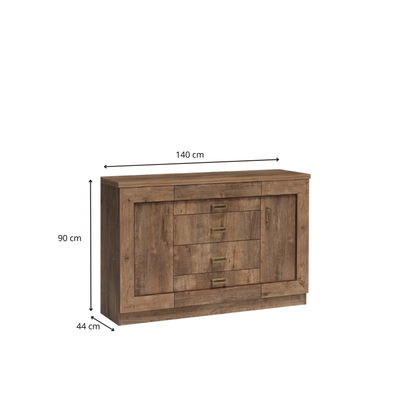 Komoda 140cm Tadeusz T6 dąb lefkas - domowanie.pl