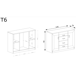 Komoda 140cm Tadeusz T6 dąb lefkas - domowanie.pl