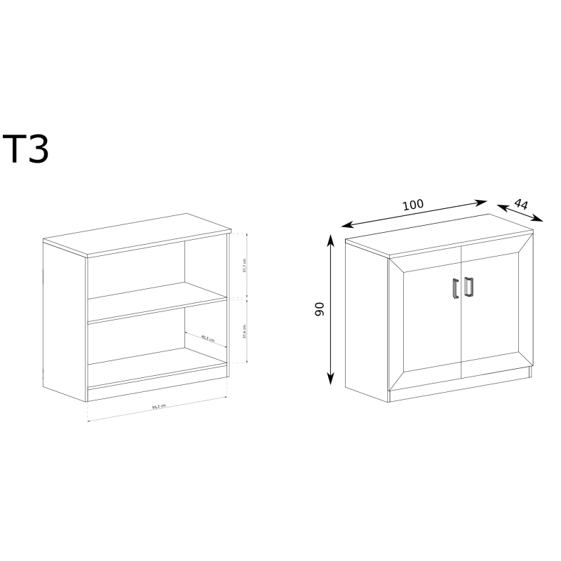 Komoda dwudrzwiowa 100cm Tadeusz T3 dąb lefkas | Jarstol