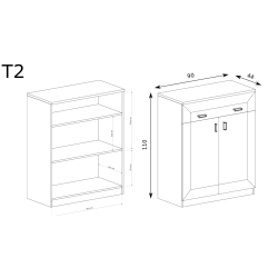 Komoda 90cm Tadeusz T2 dąb lefkas - domowanie.pl