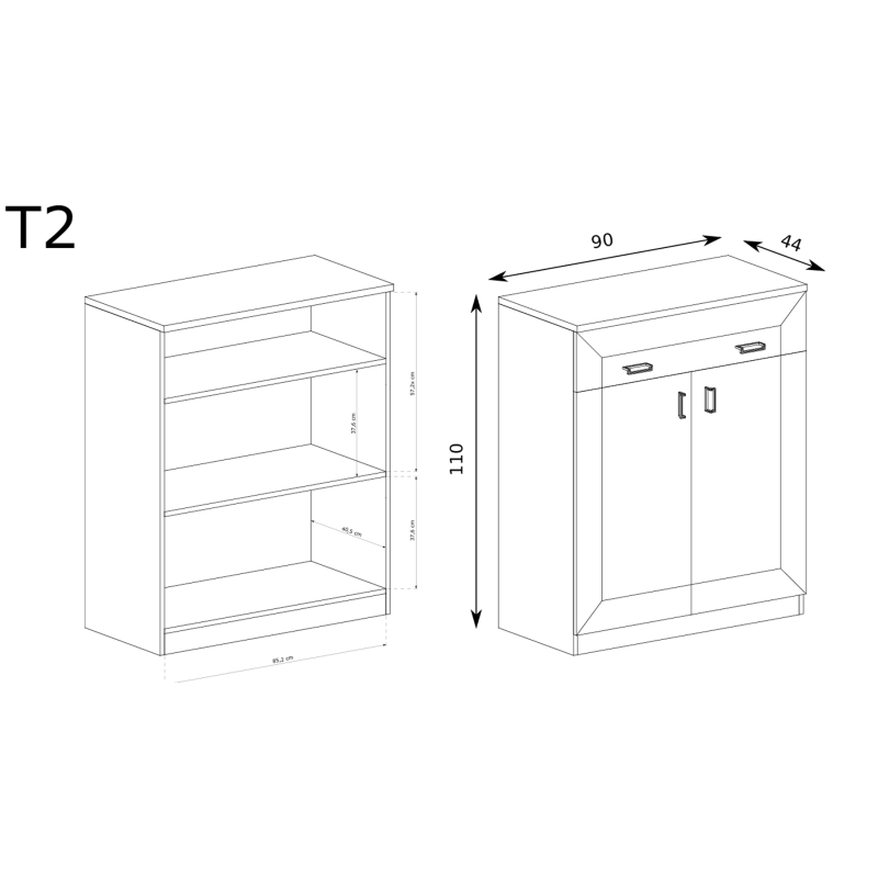 Komoda 90cm Tadeusz T2 dąb lefkas - domowanie.pl
