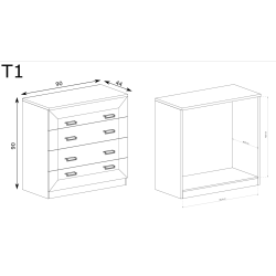 Komoda 90cm Tadeusz T1 dąb lefkas/dąb stuletni - domowanie.pl