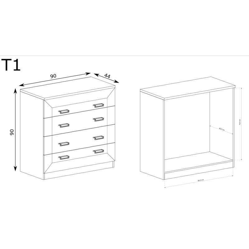 Komoda 90cm Tadeusz T1 dąb lefkas/dąb stuletni - domowanie.pl