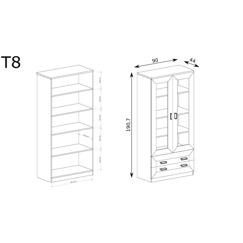 Witryna 90cm Tadeusz T8 dąb lefkas - domowanie.pl