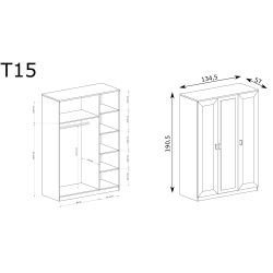 Szafa 135cm Tadeusz T15 dąb lefkas - domowanie.pl