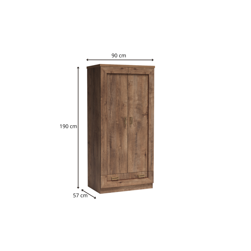 Szafa dwudrzwiowa 90cm Tadeusz T7 dąb lefkas - domowanie.pl