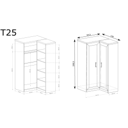 Szafa narożna 110cm Tadeusz T25 dąb lefkas - domowanie.pl