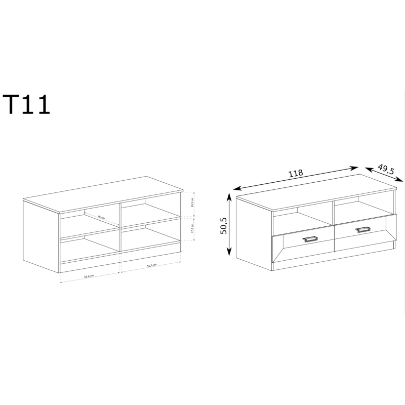 Szafka RTV 118cm Tadeusz T11 dąb lefkas - domowanie.pl