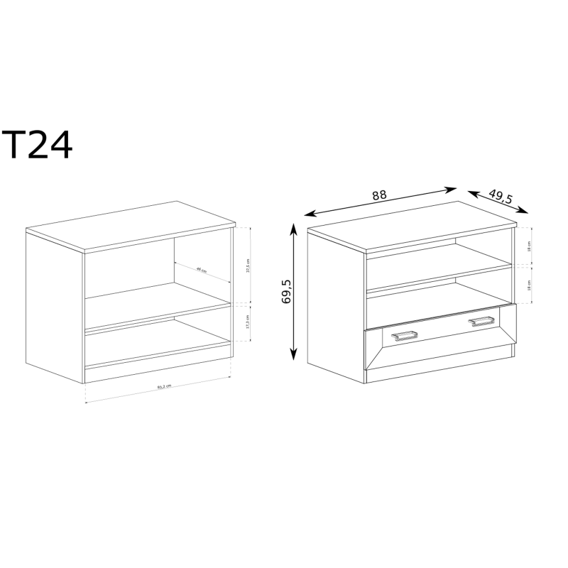 Szafka RTV 88cm Tadeusz T24 dąb lefkas - domowanie.pl