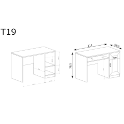 Biurko 118cm Tadeusz T19 dąb lefkas - domowanie.pl