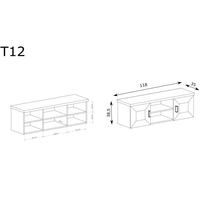 Szafka wisząca 118cm Tadeusz T12 dąb lefkas - domowanie.pl