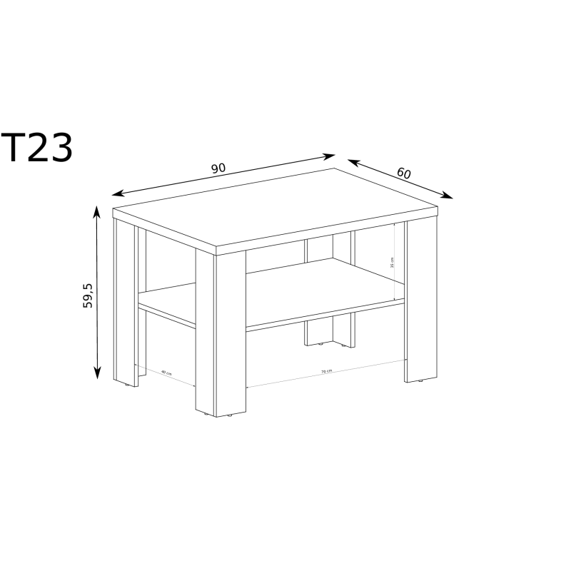Stolik kawowy 90x60 Tadeusz T23 dąb lefkas - domowanie.pl
