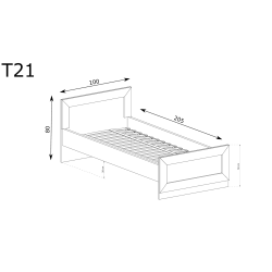 Łóżko jednoosobowe 90x200 Tadeusz T21 dąb lefkas - domowanie.pl