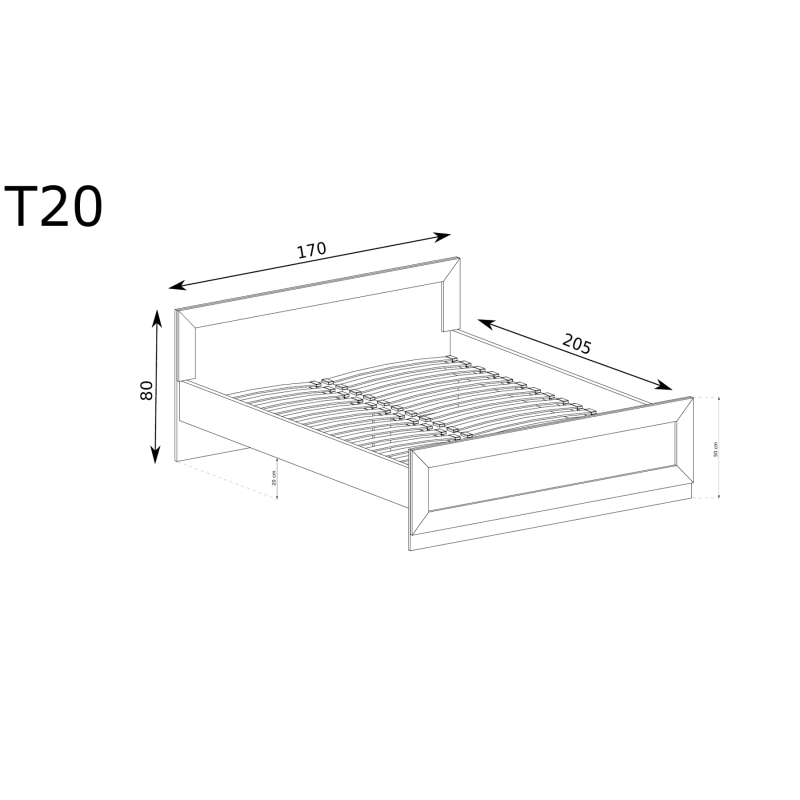 Łóżko dwuosobowe 160x200 Tadeusz T20 dąb lefkas - domowanie.pl