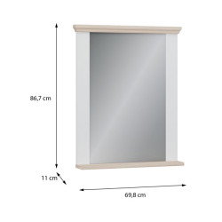 Lustro 70x87 cm Pontypool PNTD04 | biały/dąb riva