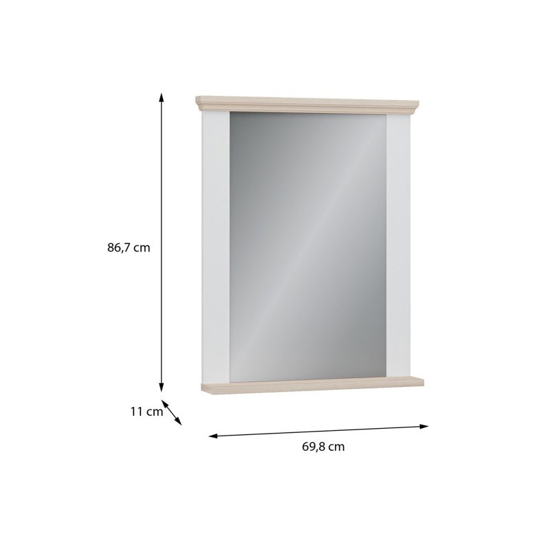 Lustro 70x87 cm Pontypool PNTD04 | biały/dąb riva