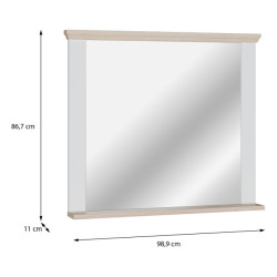 Lustro 99x87 cm Pontypool PNTD05 | biały/dąb riva