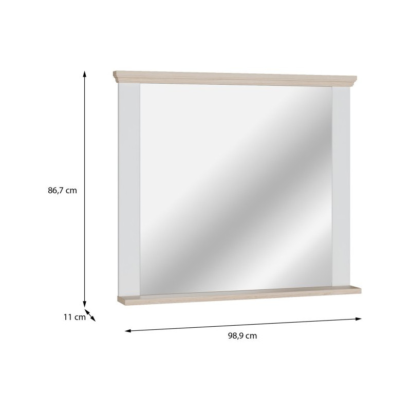 Lustro 99x87 cm Pontypool PNTD05 | biały/dąb riva