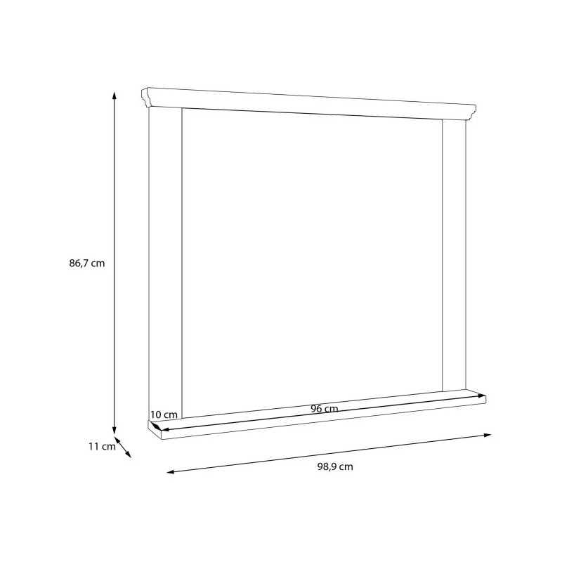 Lustro 99x87 cm Pontypool PNTD05 | uni wolfram szary/dąb mauvella