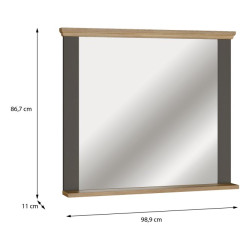 Lustro 99x87 cm Pontypool PNTD05 | uni wolfram szary/dąb mauvella