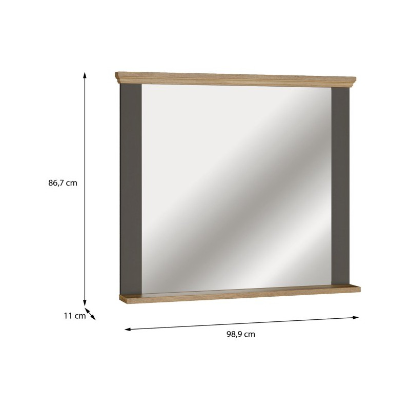 Lustro 99x87 cm Pontypool PNTD05 | uni wolfram szary/dąb mauvella