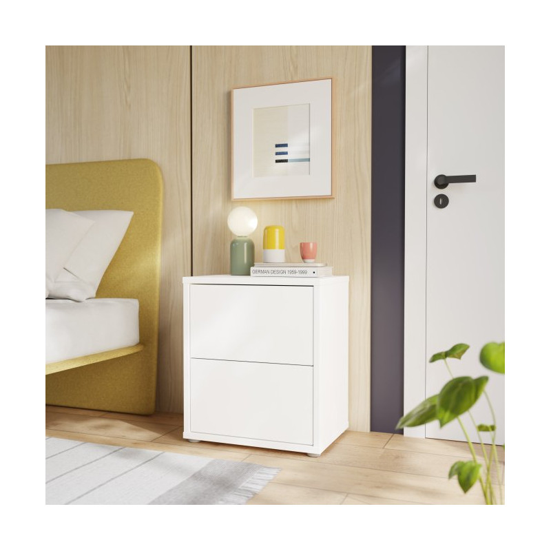 Biała szafka nocna 50 cm Sophistispace z szufladami | Domowanie