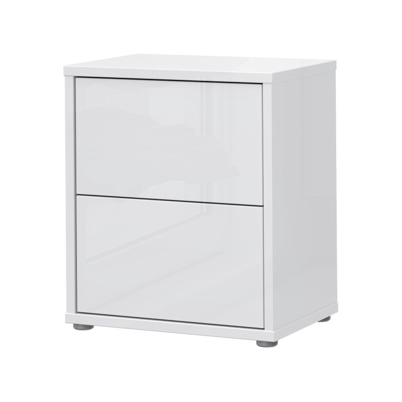 Biała szafka nocna 50 cm Sophistispace z szufladami w połysku