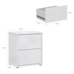Biała szafka nocna 50 cm Sophistispace z szufladami w połysku