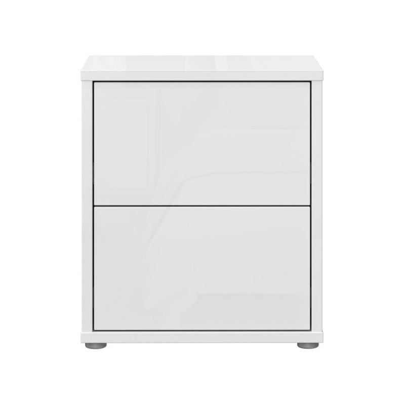 Biała szafka nocna 50 cm Sophistispace z szufladami w połysku