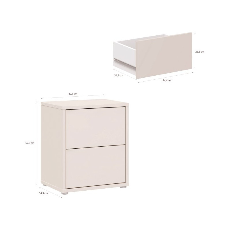 Piaskowa szafka nocna 50 cm Sophistispace z szufladami