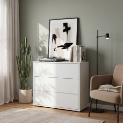 Komoda Sophistispace z 3 szufladami do salonu | kolor biały
