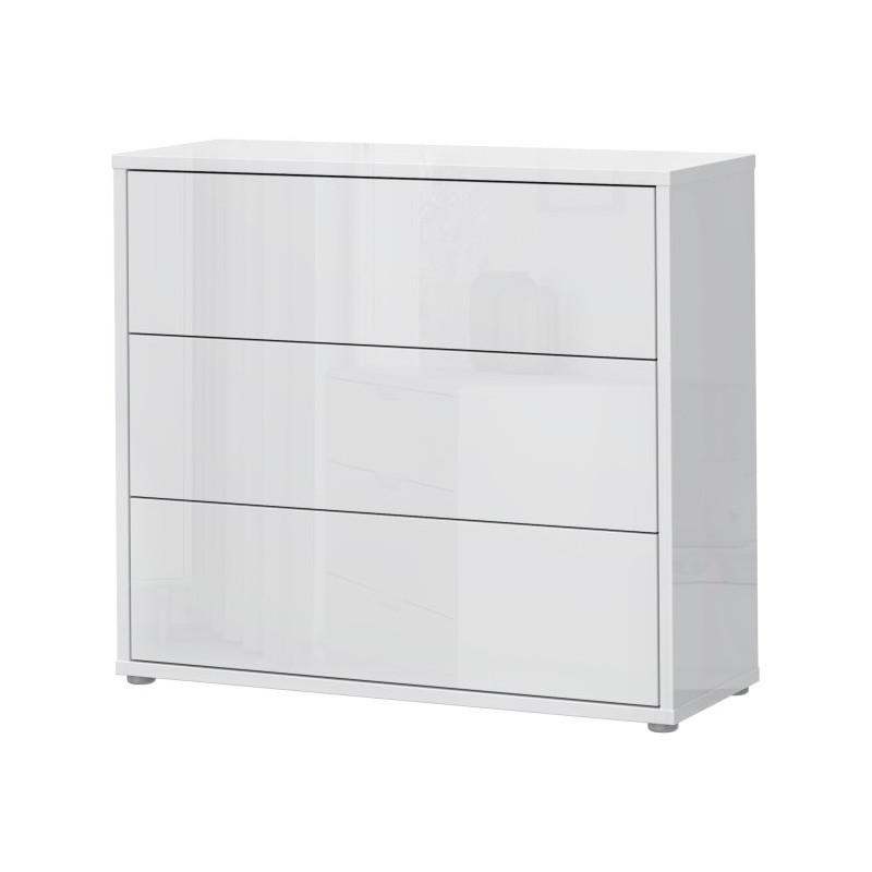 Komoda Sophistispace z 3 szufladami do salonu | kolor biały połysk