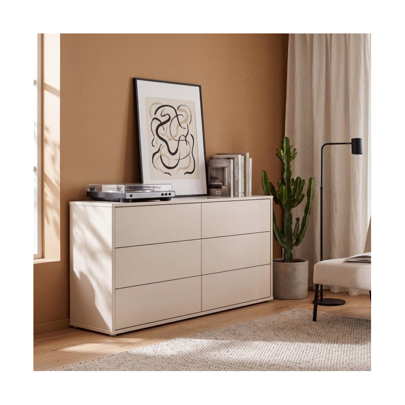 Komoda Sophistispace z 6 szufladami do salonu | kolor piaskowy