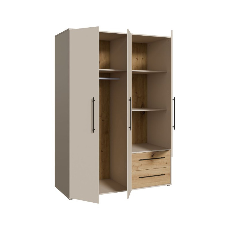 Szafa 145 cm JUPITER piaskowy/dąb artisan – skandynawski styl