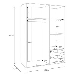 Szafa 145 cm JUPITER piaskowy/dąb artisan – skandynawski styl