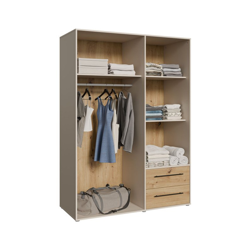 Szafa 145 cm JUPITER piaskowy/dąb artisan – skandynawski styl