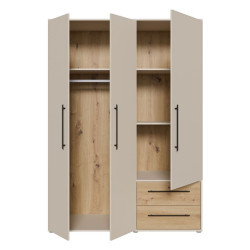 Szafa 145 cm JUPITER piaskowy/dąb artisan – skandynawski styl