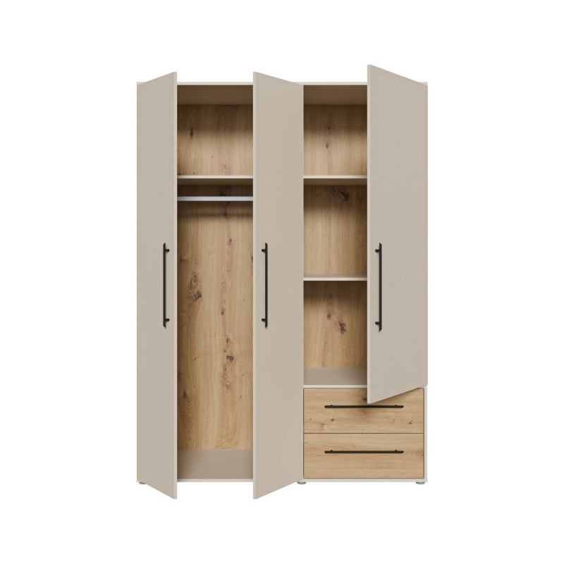 Szafa 145 cm JUPITER piaskowy/dąb artisan – skandynawski styl