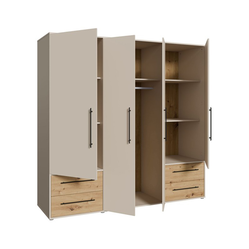 Duża szafa 200 cm Jupiter MKSS841 piaskowy/dąb artisan