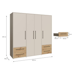 Duża szafa 200 cm Jupiter MKSS841 piaskowy/dąb artisan