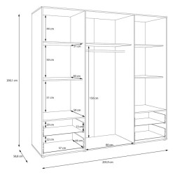 Duża szafa 200 cm Jupiter MKSS841 piaskowy/dąb artisan