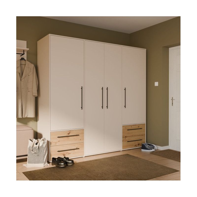 Duża szafa 200 cm Jupiter MKSS841 piaskowy/dąb artisan