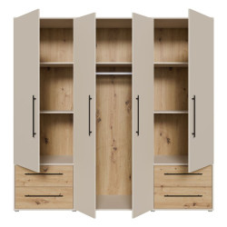Duża szafa 200 cm Jupiter MKSS841 piaskowy/dąb artisan