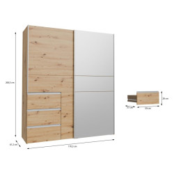 Szafa 170 cm WINN 2 z lustrem – dąb artisan