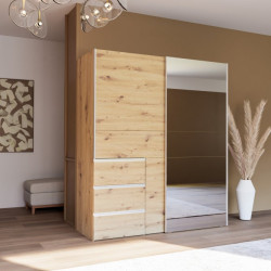 Szafa 170 cm WINN 2 z lustrem – dąb artisan