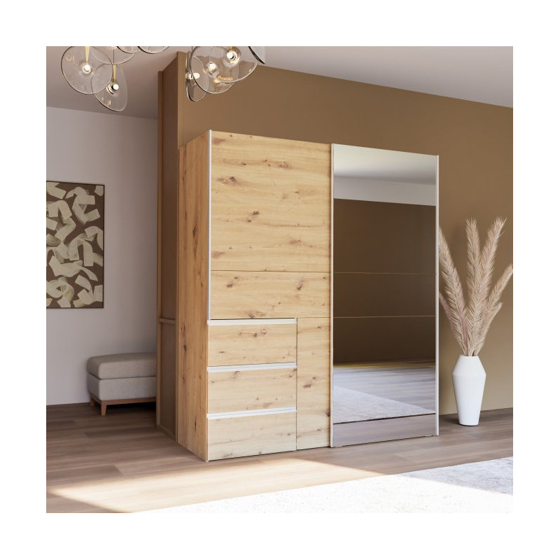 Szafa 170 cm WINN 2 z lustrem – dąb artisan